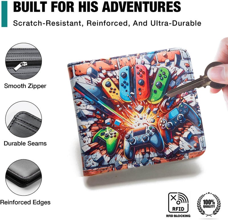 Amutta Kids Wallet for Boys, Young Boys Wallet for Kids Ages 4-5-6-7-8-9-10-11-12-13-14-15-16, Gamer Wallet for Teen Boy, Birthday Christmas Gift Stocking Stuffer for Teenage Teenager Leather - Image 5